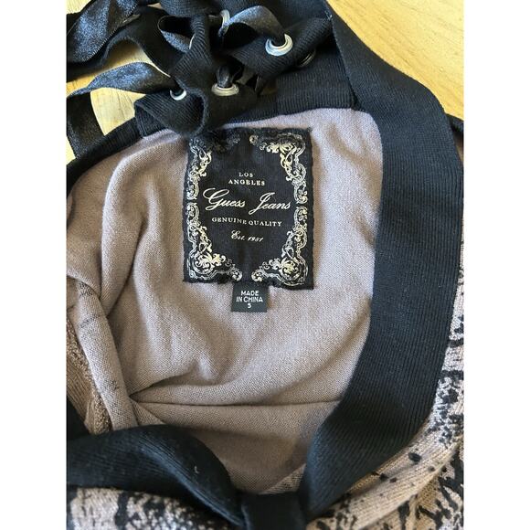 90s Halter Dress GUESS Animal Print Snakeskin Lace Up Sexy Bodycon Vintage Y2K S - Picture 3 of 12